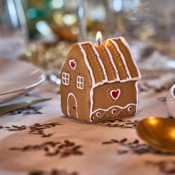 Bougie forme maisonnette pain d'épices - marron