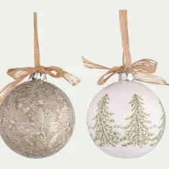 Boule de Noël D8cm - beige (modèle aléatoire)