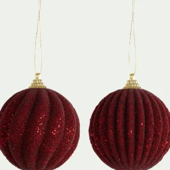 Boule de Noël D8cm - rouge (modèle aléatoire)