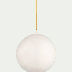 Boule de Noël en papier mâché D7cm - blanc