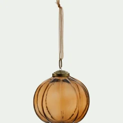 Boule de Noël en verre D9cm - orange