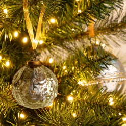 Boule de Noël patinée en verre D5cm - argenté