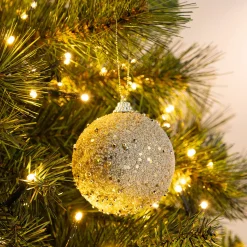 Boule de Noël perlée D8cm - doré