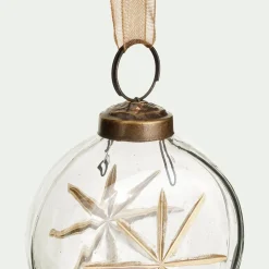 Boule de Noël plate en verre H7,5cm - transparent