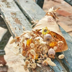 Bouquet de fleurs séchées naturelles h46cm - orange