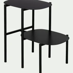 Bout de canapé double plateau en métal - noir H50cm