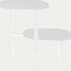 Bout de canapé double plateau en métal - blanc H50cm