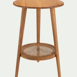 Bout de canapé en chêne massif et cannage D40xH60cm - bois clair