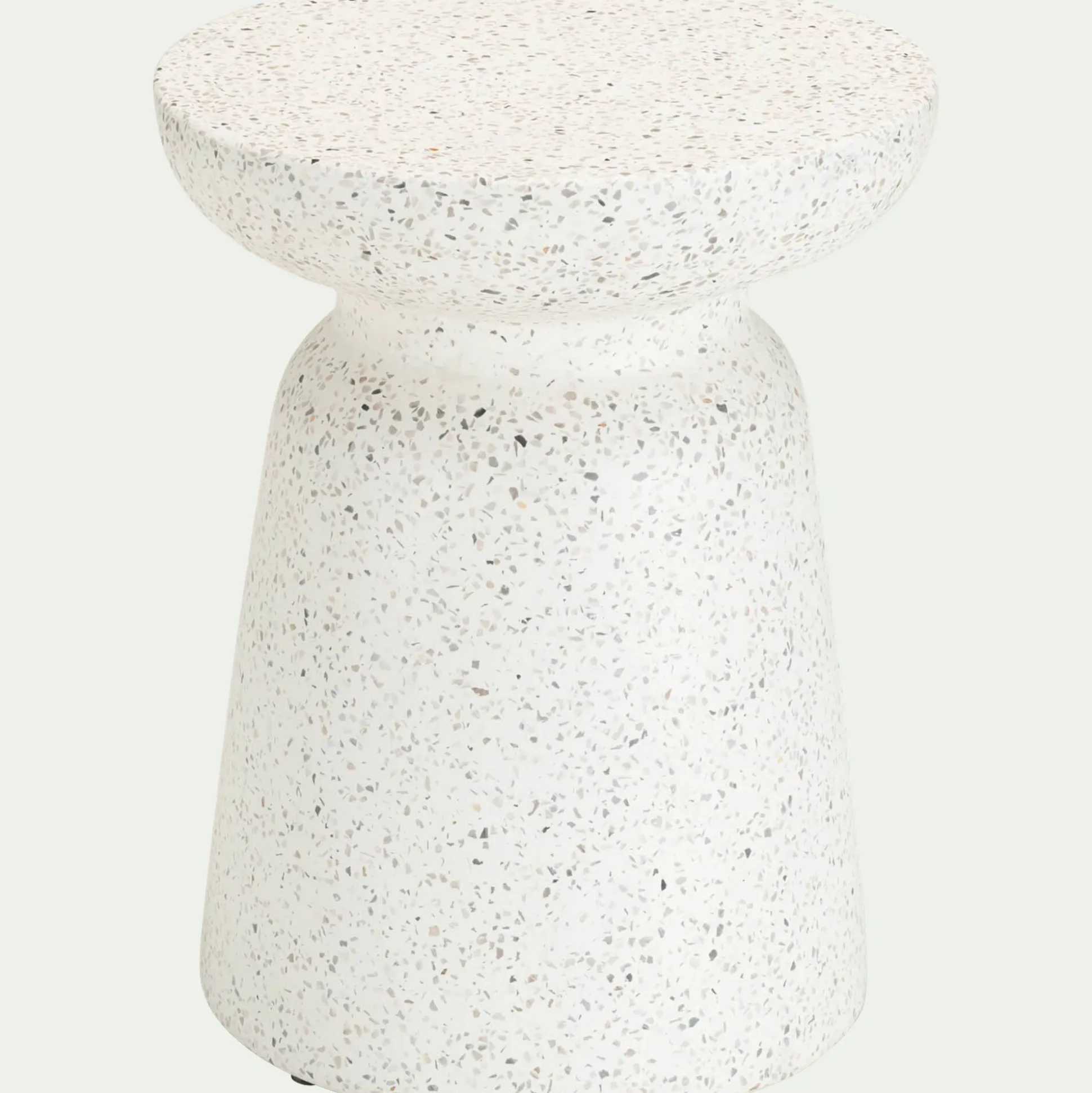 Bout de canapé en ciment terrazzo D35xH45cm - blanc écru