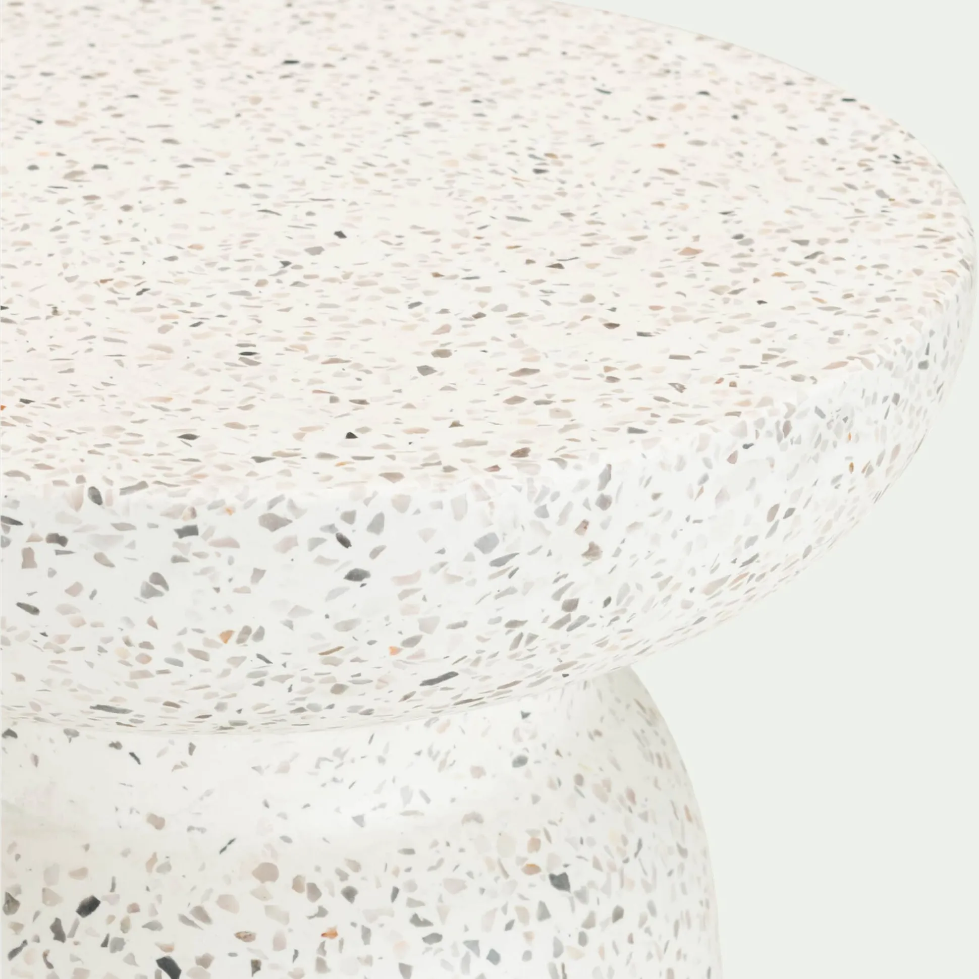 Bout de canapé en ciment terrazzo D35xH45cm - blanc écru