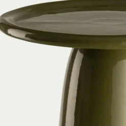 Bout de canapé en grès et céramique D40xH45cm - vert cèdre