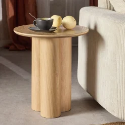 Bout de canapé rond en bois D45xH50cm - naturel