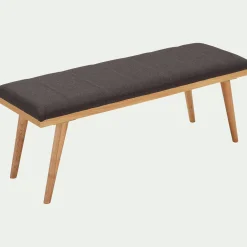 Bout de lit en tissu et pin L116xl40xH43cm - gris anthracite