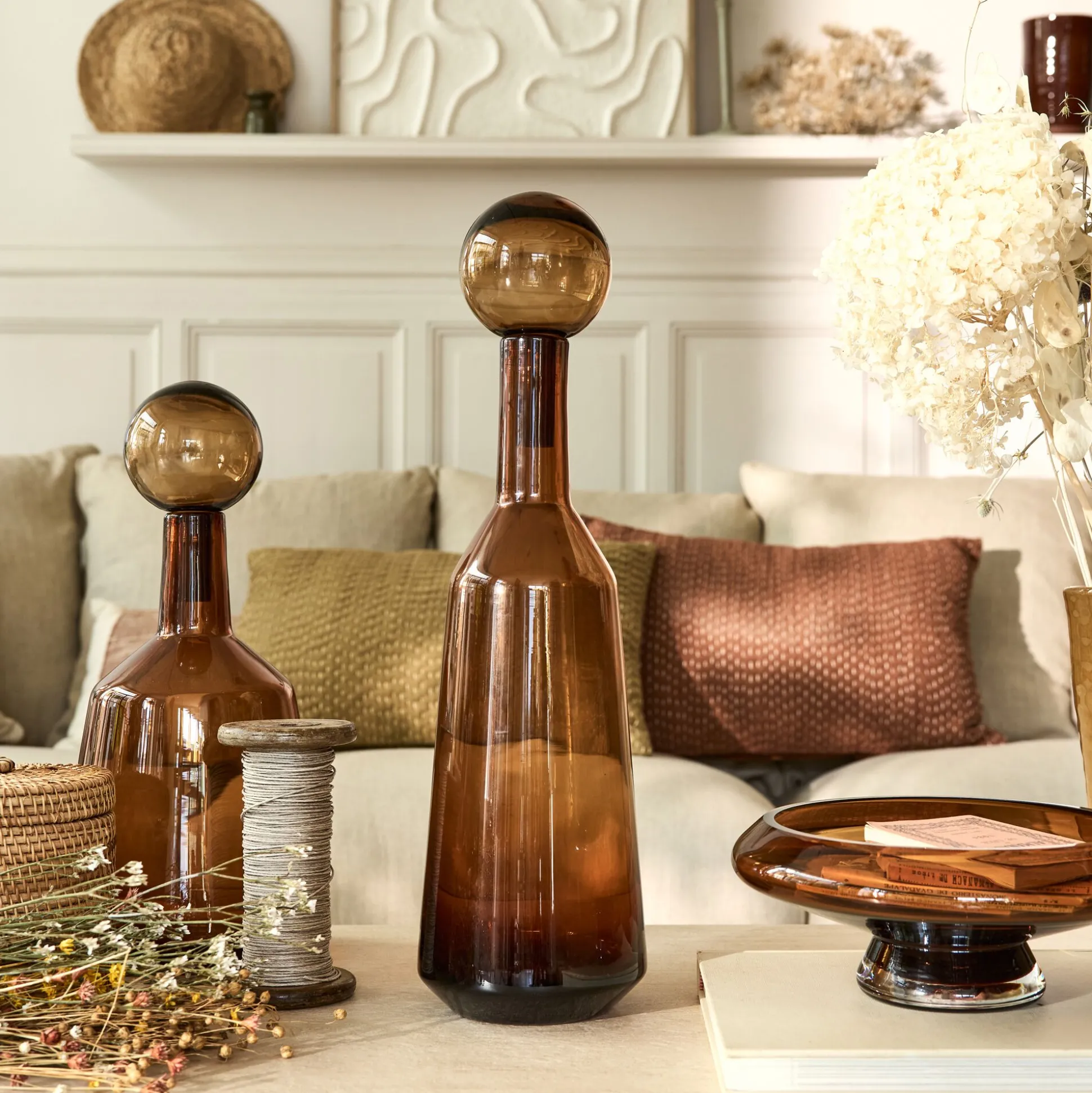 Bouteille déco en verre H52,5cm - brun rustrel