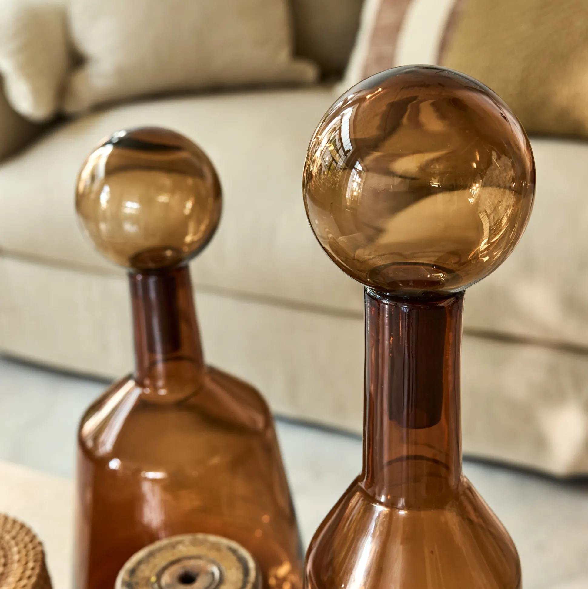 Bouteille déco en verre H52,5cm - brun rustrel