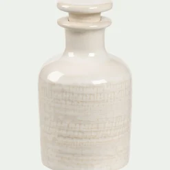 Bouteille décorative en grès H11cm - blanc