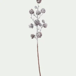 Branchage de Noël artificiel de pommes de pin enneigées 58cm - blanc