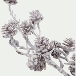 Branchage de Noël artificiel de pommes de pin enneigées 58cm - blanc