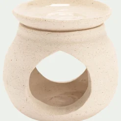 Brûle-parfums en grès - beige