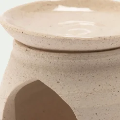 Brûle-parfums en grès - beige