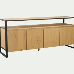 Buffet 4 portes en pin massif et métal noir