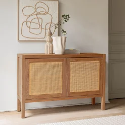 Buffet 2 portes en teck recyclé - bois clair