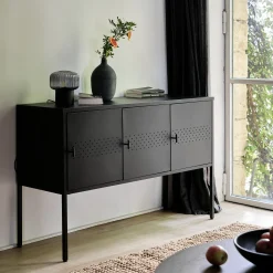 Buffet 3 portes en tôle d'acier - noir