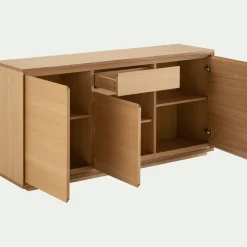 Buffet bas en bois 3 portes 1 tiroir - naturel