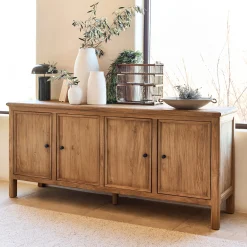 Buffet bas en teck recyclé - bois clair