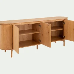 Buffet bas ovale en bois et piètement en chêne masif - bois clair