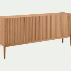 Buffet naturel 4 portes en plaqué chêne - bois clair