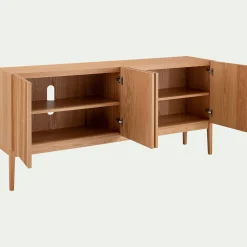 Buffet naturel 4 portes en plaqué chêne - bois clair