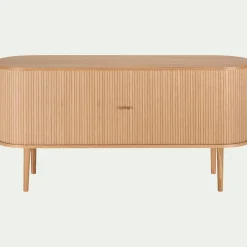 Buffet ovale en bois cannelé - bois clair