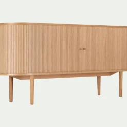 Buffet ovale en bois cannelé - bois clair