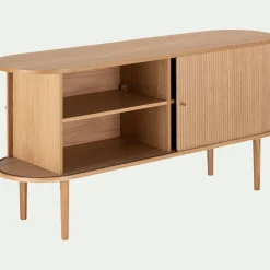 Buffet ovale en bois cannelé - bois clair