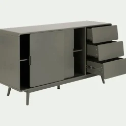 Buffet rétro 3 tiroirs et 2 portes coulissantes - vert cèdre