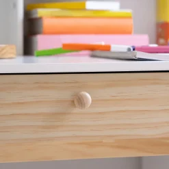 Bureau enfant avec rangement en bois - blanc