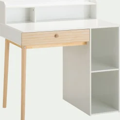 Bureau enfant avec rangement en bois - blanc