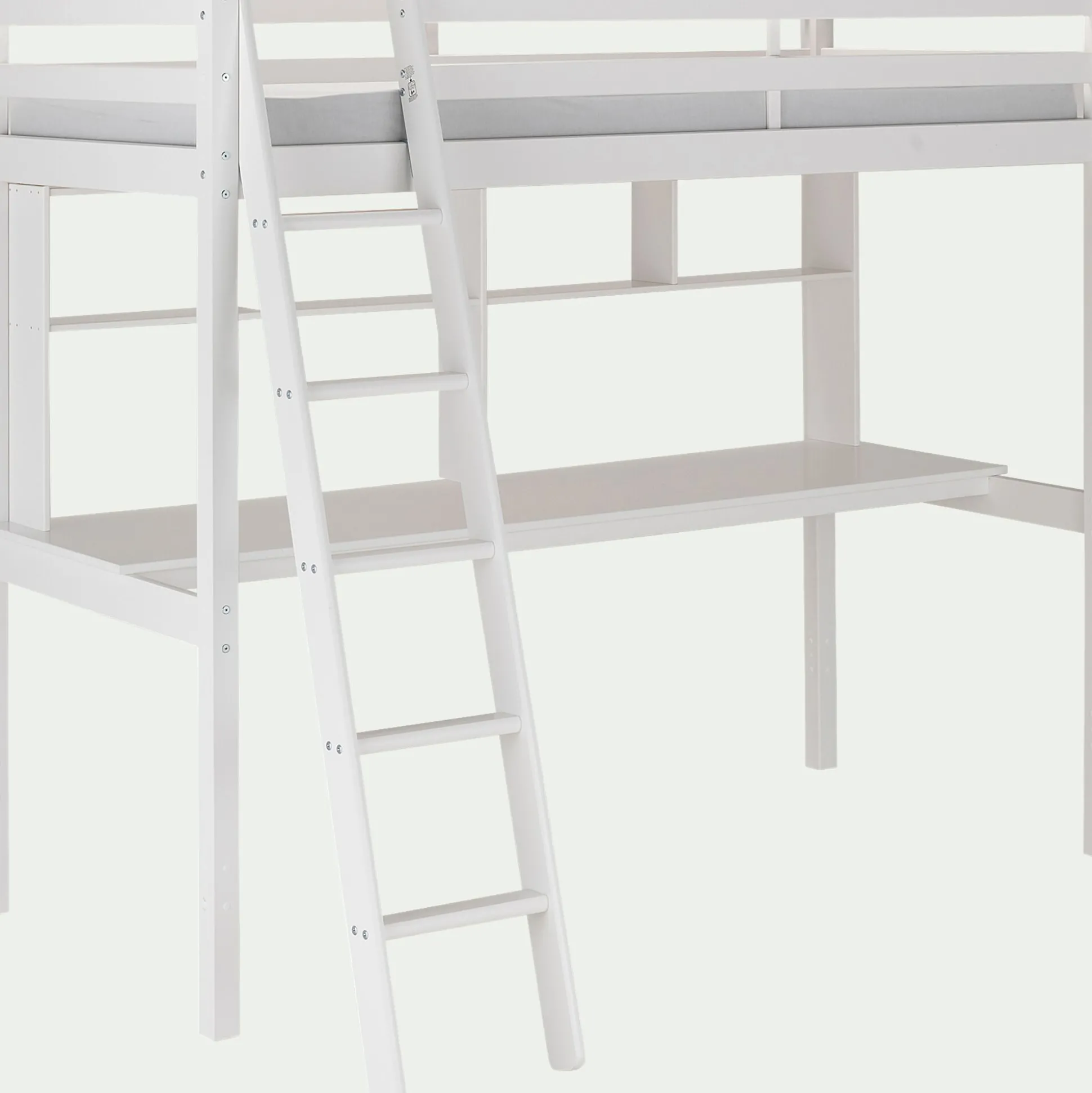 Bureau enfant en pin avec étagère - blanc