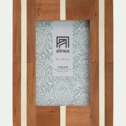 Cadre à poser rayé en bois 16x22cm - bois foncé