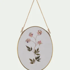 Cadre décoratif ovale avec fleurs séchées - doré