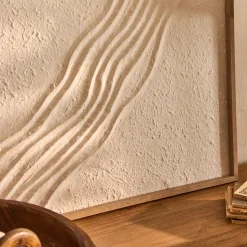 Cadre décoratif relief vague en papier de riz 60x80cm - blanc