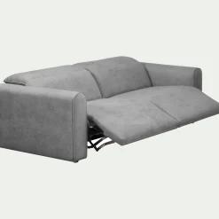 Canapé 3 places 2 relax en tissu - gris moyen