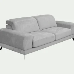 Canapé 4 places avance recule en tissu doux - gris