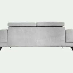 Canapé 3 places avance recule en tissu doux - gris