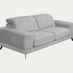 Canapé 3 places avance recule en tissu doux - gris