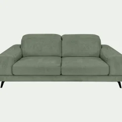 Canapé 3 places avance recule en tissu doux - vert cèdre