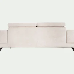 Canapé 3 places avance recule en tissu doux - beige