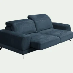 Canapé 4 places avance recule en tissu doux - bleu