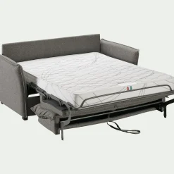 Canapé 3 places convertible en tissu Sogno avec matelas densité 35kg/m3 - gris anthracite